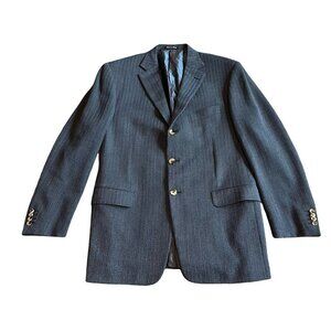 Pal Zileri Navy Wool Blazer Jacket Three-Button Striped Size 54R Men's EU 44R US